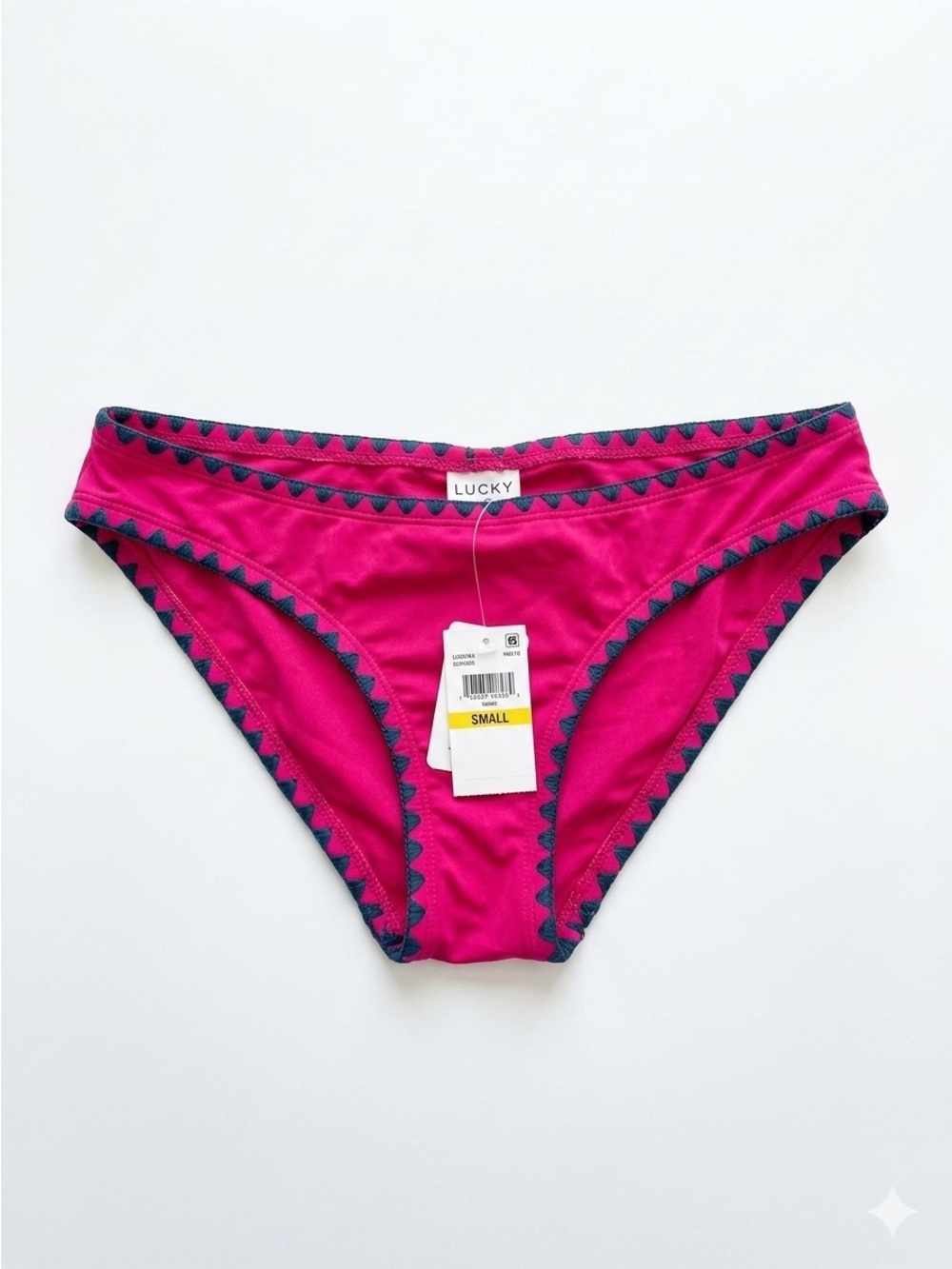 Lucky Brand Swim Bikini Bottom Pink Navy Trim NWT Small